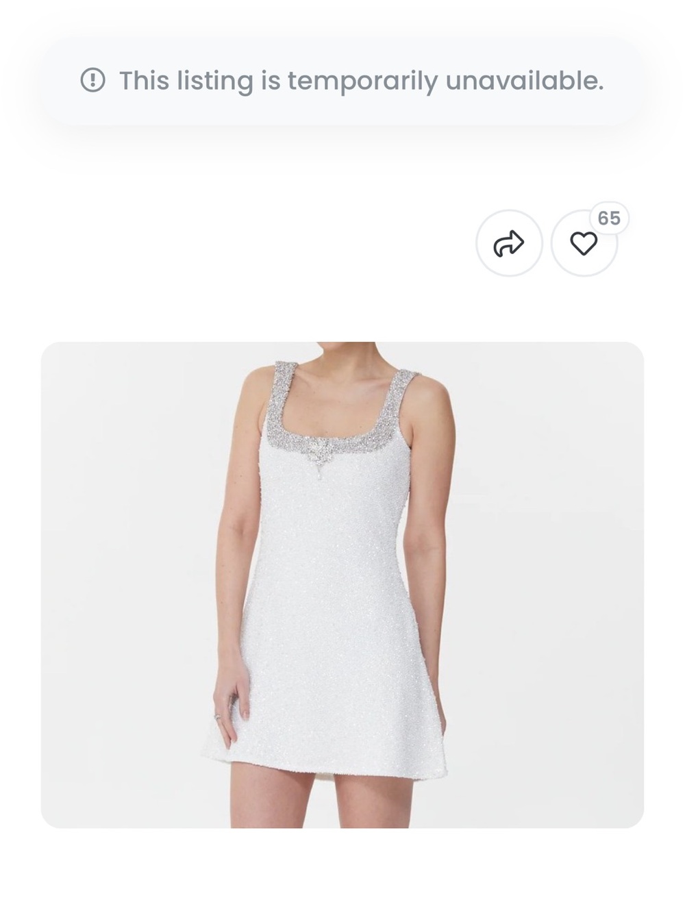 Clio Peppiatt Beaded White Mini Dress with Crystal-Trim Scoop Neck